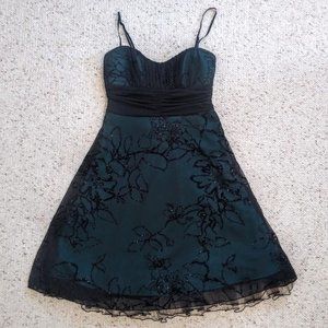 Aquamarine and Black Tulle/Lace Dress